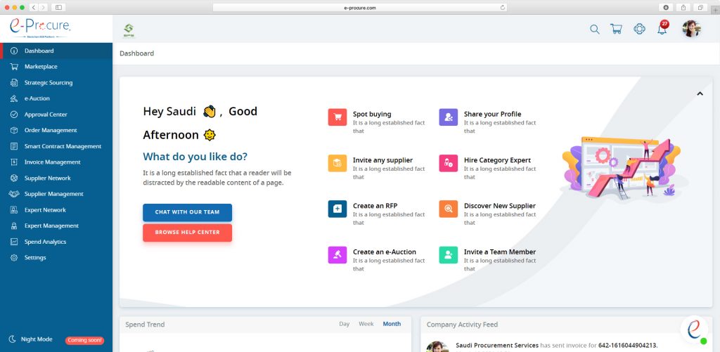 e-procure dashboard image